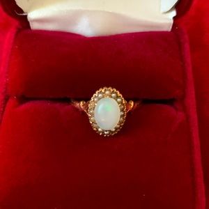 Vintage 14 K, Opal, seed Pearls ring